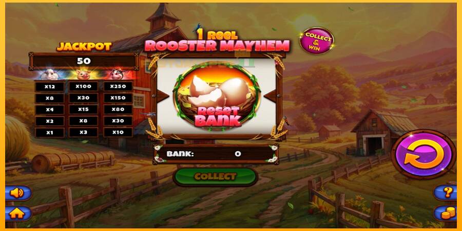 Hrací automat: 1 Reel Rooster Mayhem s reálnou šancou na výhru