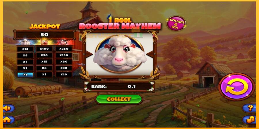 Hrací automat: 1 Reel Rooster Mayhem s reálnou šancou na výhru