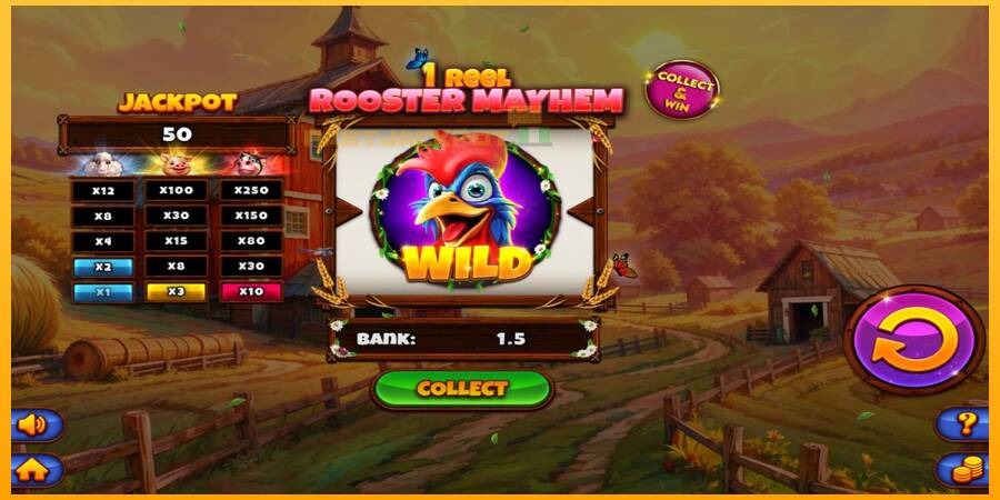 Hrací automat: 1 Reel Rooster Mayhem s reálnou šancou na výhru