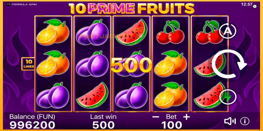 Hrací automat: 10 Prime Fruits s reálnou šancou na výhru