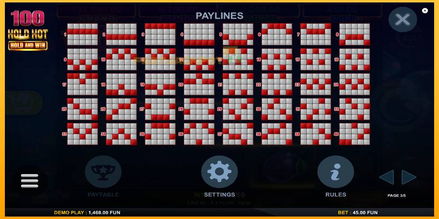 Hrací automat: 100 Hold Hot Hold and Win s reálnou šancou na výhru