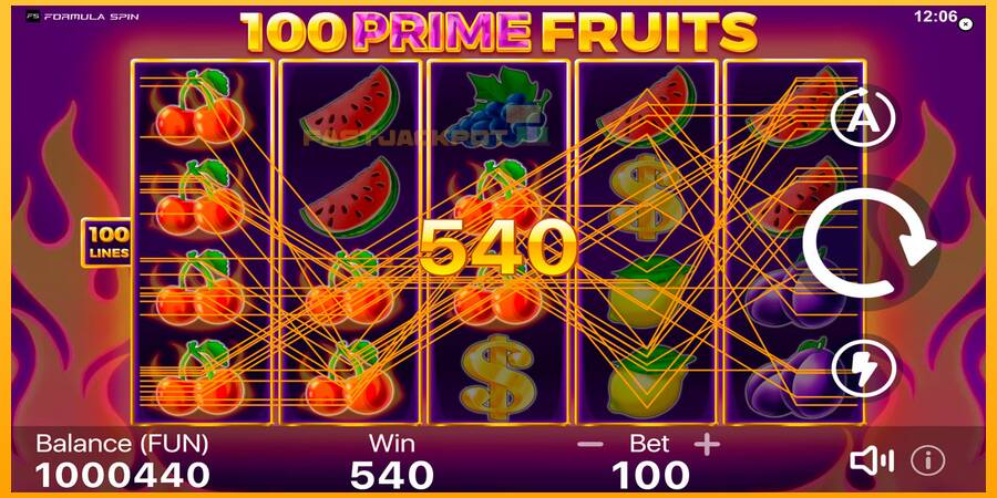 Hrací automat: 100 Prime Fruits s reálnou šancou na výhru