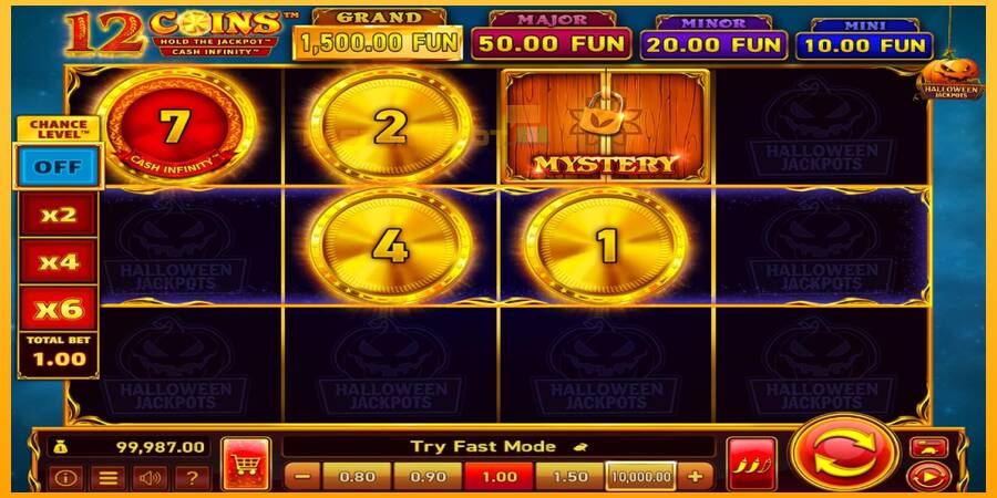 Hrací automat: 12 Coins Grand Gold Edition Halloween Jackpots s reálnou šancou na výhru