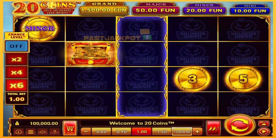 Hrací automat: 20 Coins Halloween Jackpots s reálnou šancou na výhru