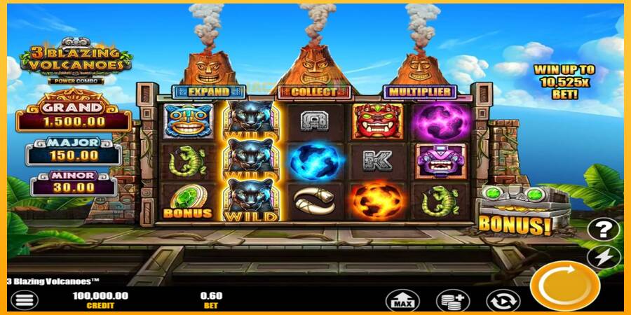 Hrací automat: 3 Blazing Volcanoes Power Combo s reálnou šancou na výhru