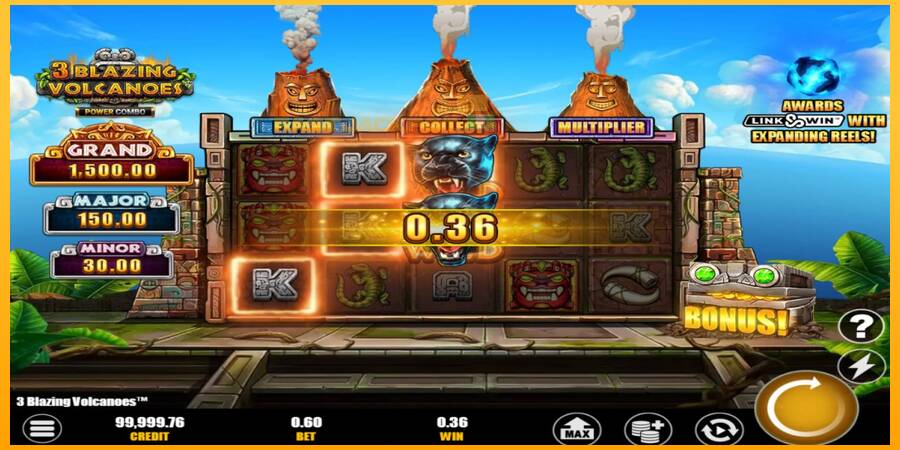 Hrací automat: 3 Blazing Volcanoes Power Combo s reálnou šancou na výhru