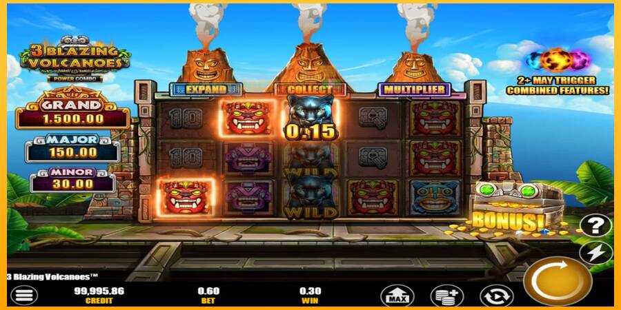 Hrací automat: 3 Blazing Volcanoes Power Combo s reálnou šancou na výhru