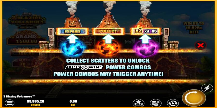 Hrací automat: 3 Blazing Volcanoes Power Combo s reálnou šancou na výhru