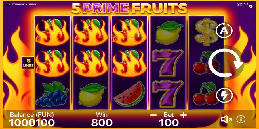 Hrací automat: 5 Prime Fruits s reálnou šancou na výhru