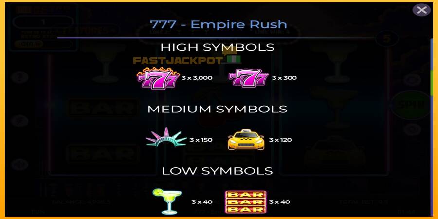 Hrací automat: 777 Empire Rush s reálnou šancou na výhru