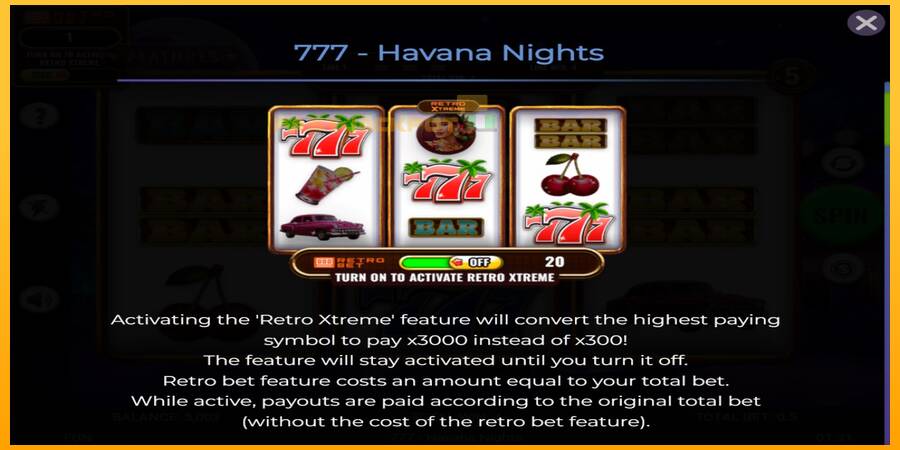 Hrací automat: 777 - Havana Nights s reálnou šancou na výhru