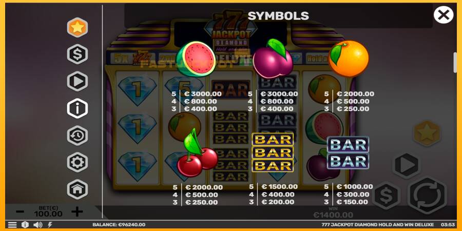 Hrací automat: 777 Jackpot Diamond Hold and Win Deluxe s reálnou šancou na výhru