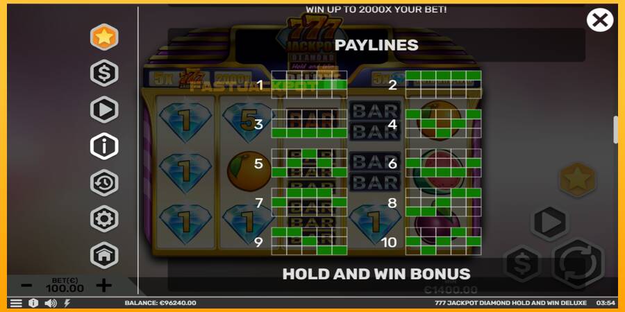 Hrací automat: 777 Jackpot Diamond Hold and Win Deluxe s reálnou šancou na výhru