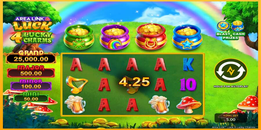 Hrací automat: Area Link Luck 4 Lucky Charms s reálnou šancou na výhru