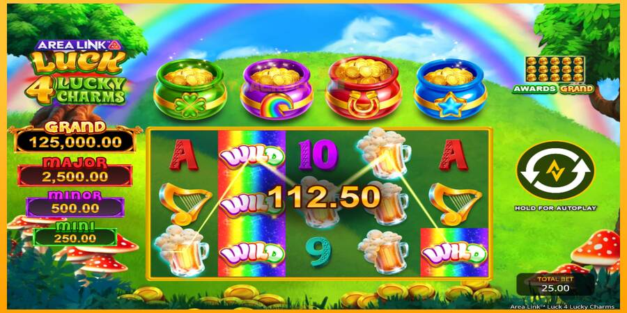 Hrací automat: Area Link Luck 4 Lucky Charms s reálnou šancou na výhru