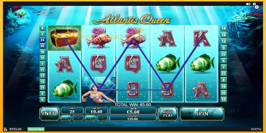 Hrací automat: Atlantis Queen s reálnou šancou na výhru