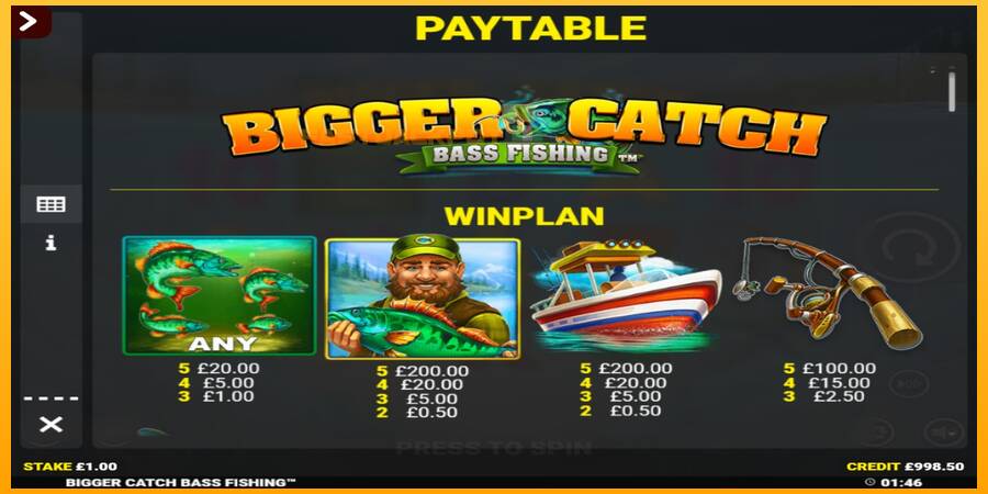 Hrací automat: Bigger Catch Bass Fishing Rapid Fire Jackpots s reálnou šancou na výhru