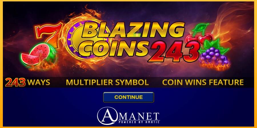 Hrací automat: Blazing Coins 243 s reálnou šancou na výhru