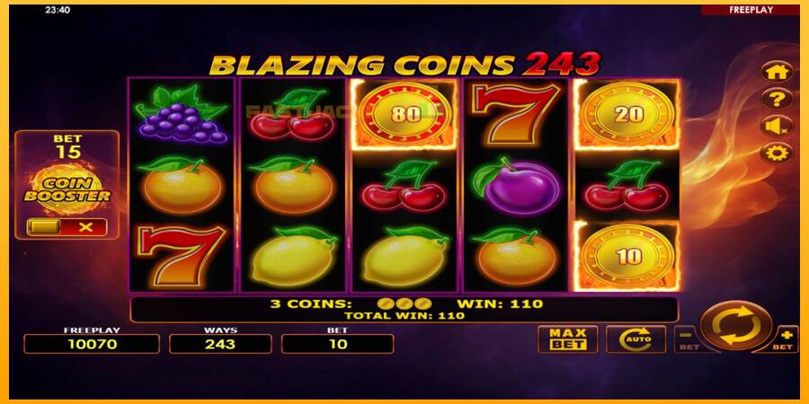 Hrací automat: Blazing Coins 243 s reálnou šancou na výhru