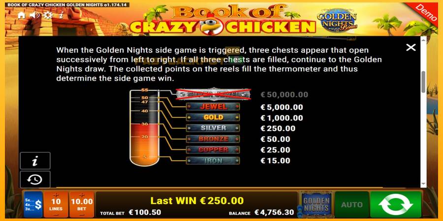 Hrací automat: Book of Crazy Chicken Golden Nights s reálnou šancou na výhru