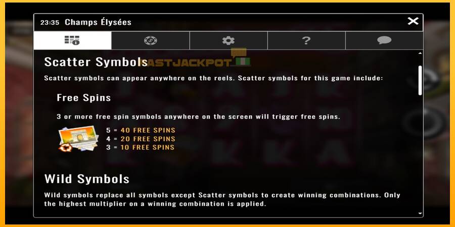 Hrací automat: Champs-Elysees s reálnou šancou na výhru