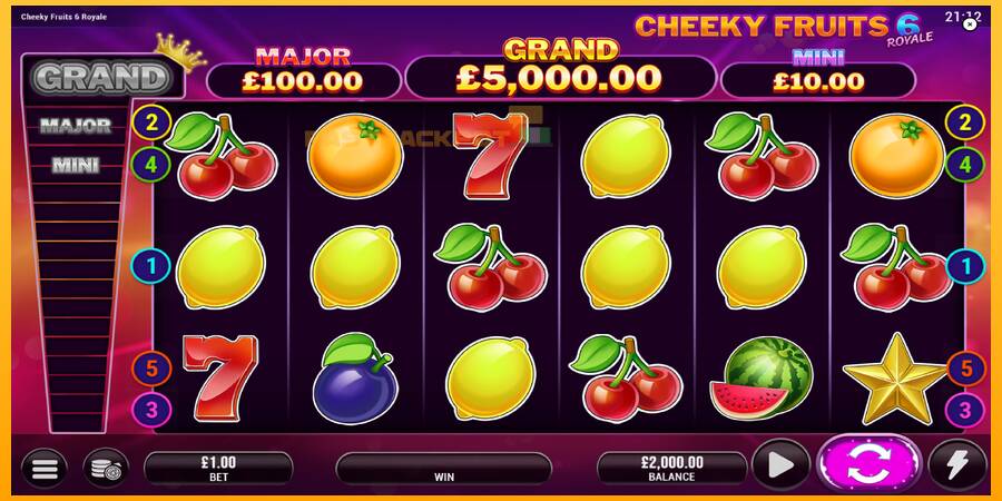 Hrací automat: Cheeky Fruits 6 Royale s reálnou šancou na výhru