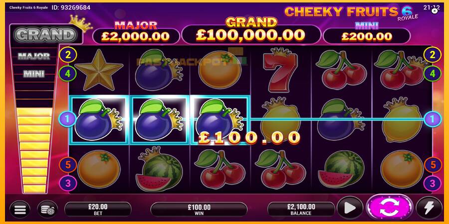 Hrací automat: Cheeky Fruits 6 Royale s reálnou šancou na výhru