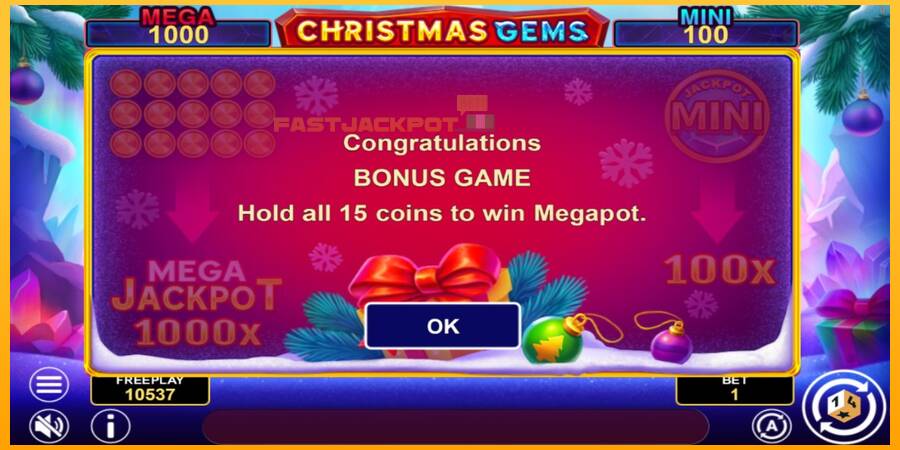 Hrací automat: Christmas Gems Hold & Win s reálnou šancou na výhru