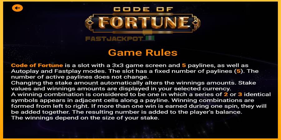 Hrací automat: Code of Fortune s reálnou šancou na výhru