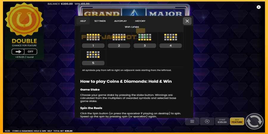 Hrací automat: Coins & Diamonds: Hold and Win s reálnou šancou na výhru