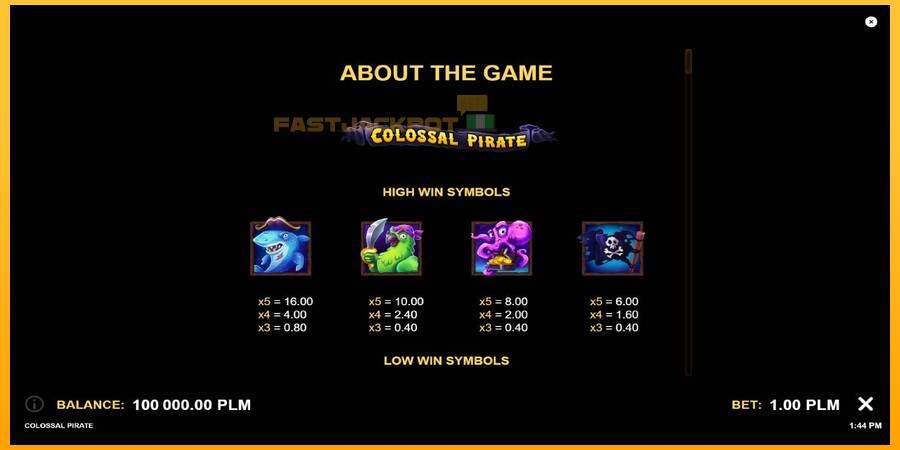 Hrací automat: Colossal Pirate s reálnou šancou na výhru