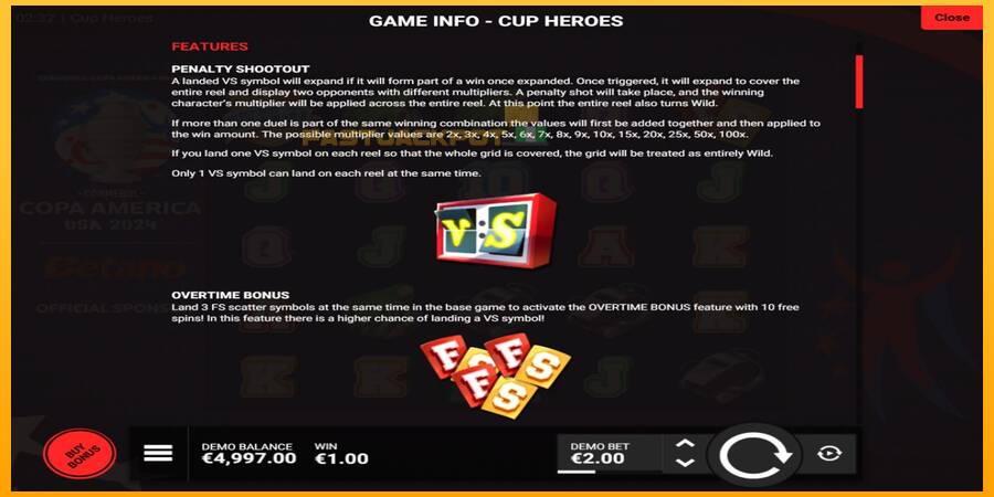 Hrací automat: Cup Heroes s reálnou šancou na výhru