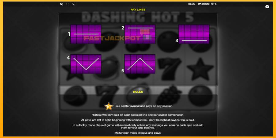 Hrací automat: Dashing Hot 5 s reálnou šancou na výhru