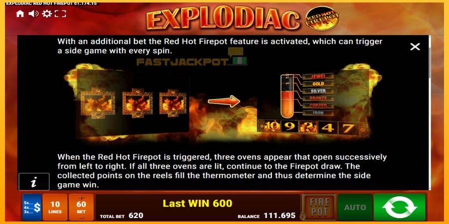 Hrací automat: Explodiac Red Hot Firepot s reálnou šancou na výhru