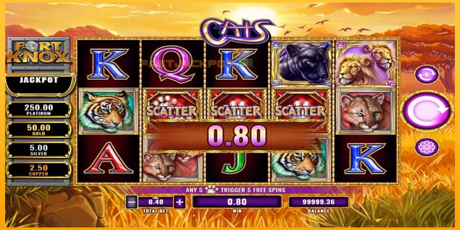 Hrací automat: Fort Knox Cats s reálnou šancou na výhru