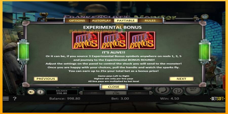 Hrací automat: Frankenslots Monster s reálnou šancou na výhru