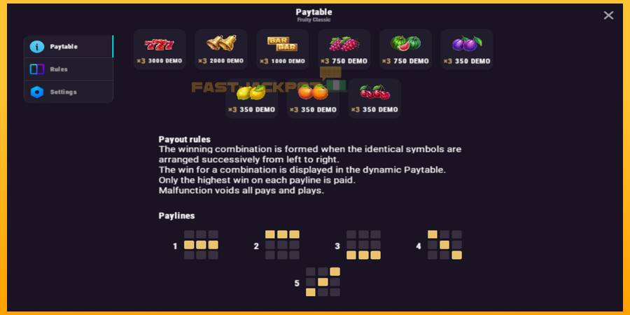 Hrací automat: Fruity Classic s reálnou šancou na výhru