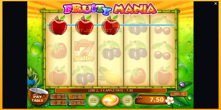 Hrací automat: Fruity Mania s reálnou šancou na výhru