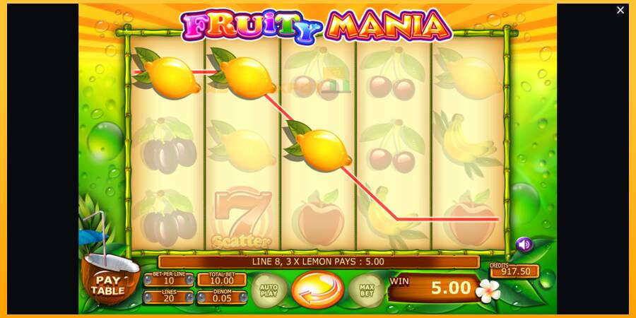 Hrací automat: Fruity Mania s reálnou šancou na výhru