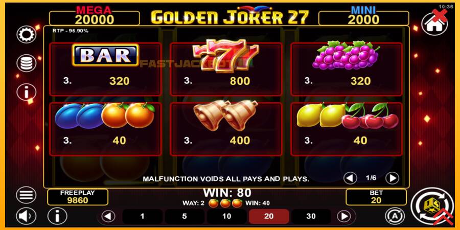 Hrací automat: Golden Joker 27 Hold & Win s reálnou šancou na výhru