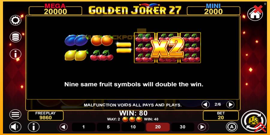 Hrací automat: Golden Joker 27 Hold & Win s reálnou šancou na výhru