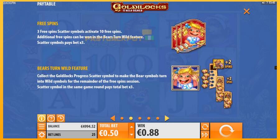 Hrací automat: Goldilocks and the Wild Bears s reálnou šancou na výhru