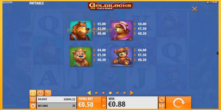 Hrací automat: Goldilocks and the Wild Bears s reálnou šancou na výhru