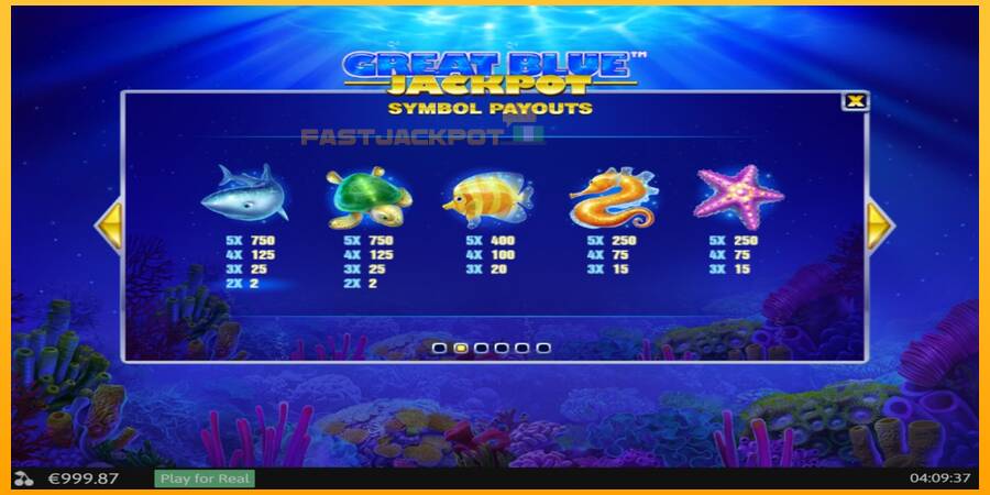 Hrací automat: Great Blue Jackpot s reálnou šancou na výhru