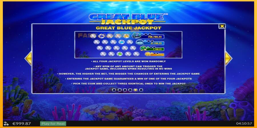 Hrací automat: Great Blue Jackpot s reálnou šancou na výhru