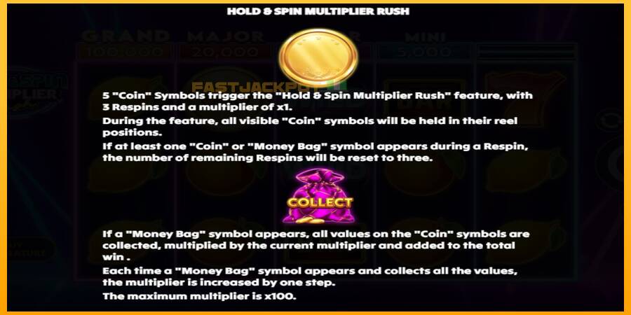 Hrací automat: Hold & Spin Multiplier Rush s reálnou šancou na výhru