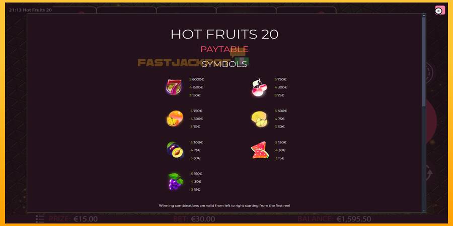 Hrací automat: Hot Fruits 20 s reálnou šancou na výhru