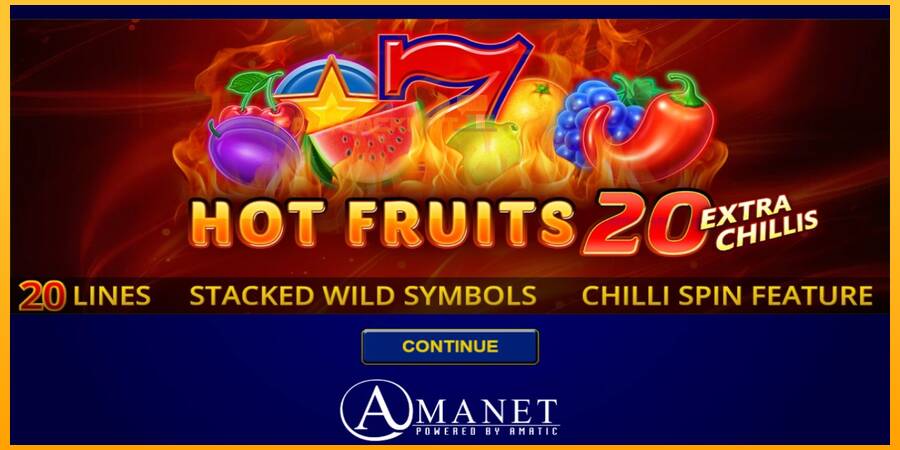 Hrací automat: Hot Fruits 20 Extra Chillis s reálnou šancou na výhru