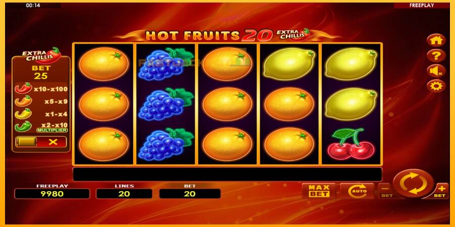 Hrací automat: Hot Fruits 20 Extra Chillis s reálnou šancou na výhru