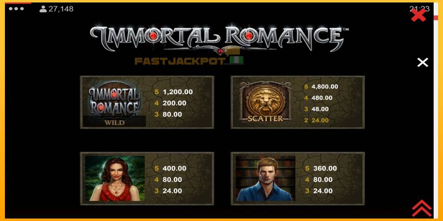 Hrací automat: Immortal Romance s reálnou šancou na výhru